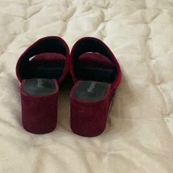 Jeffrey Campbell Red  Wedge Velvet  Slide Size 8 - Picture 3 of 5